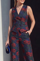 Load image into Gallery viewer, Navy 2 Piece Double Breasted V-Neck Prom Suits with Pockets