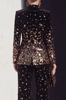 Load image into Gallery viewer, Sparkly Black Champagne Beaded Peak Lapel 2 Piece Prom Suits