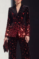 Load image into Gallery viewer, Sparkly Black Champagne Beaded Peak Lapel 2 Piece Prom Suits