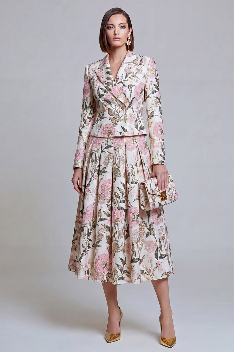 Load image into Gallery viewer, Ivory Yellow Flower Single Breasted Peak Lapel Prom Suits with Pockets