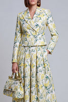 Load image into Gallery viewer, Ivory Yellow Flower Single Breasted Peak Lapel Prom Suits with Pockets