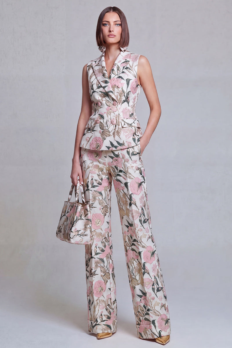Load image into Gallery viewer, Grey Blue Flower Double Breasted Peak Lapel Prom Suits