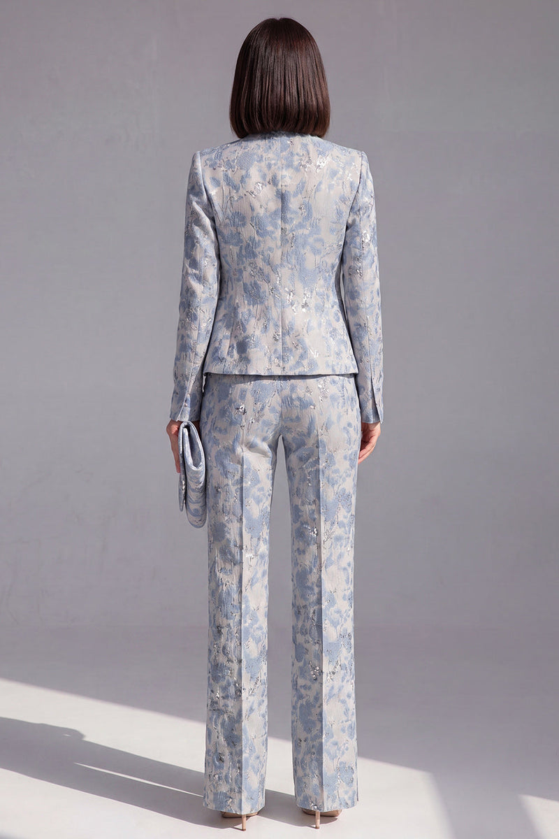 Load image into Gallery viewer, 2 Piece Floral Dusty Green Slim Fit Prom Suits
