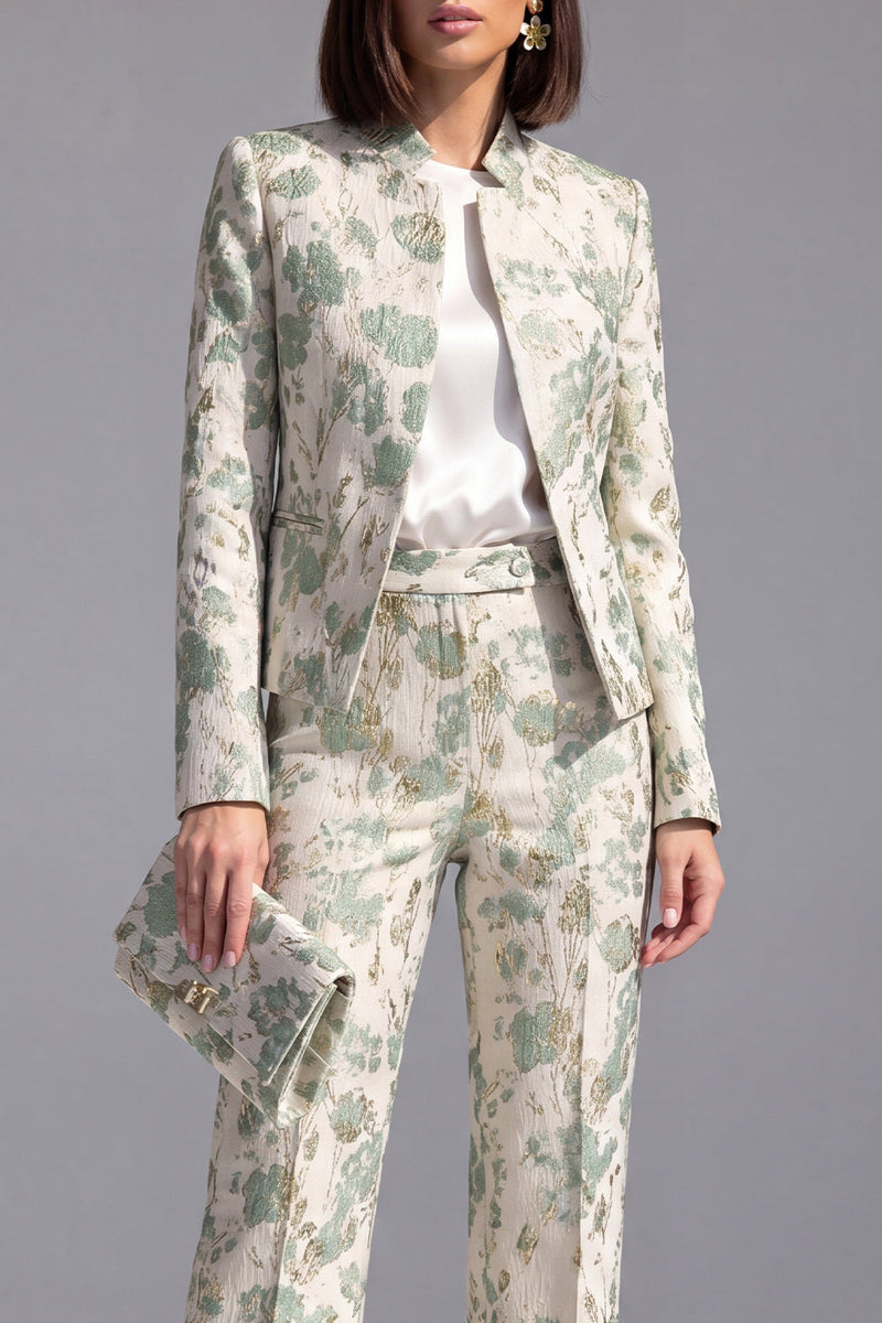 Load image into Gallery viewer, 2 Piece Floral Dusty Green Slim Fit Prom Suits