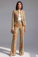 Load image into Gallery viewer, 2 Piece Floral Dusty Green Slim Fit Prom Suits
