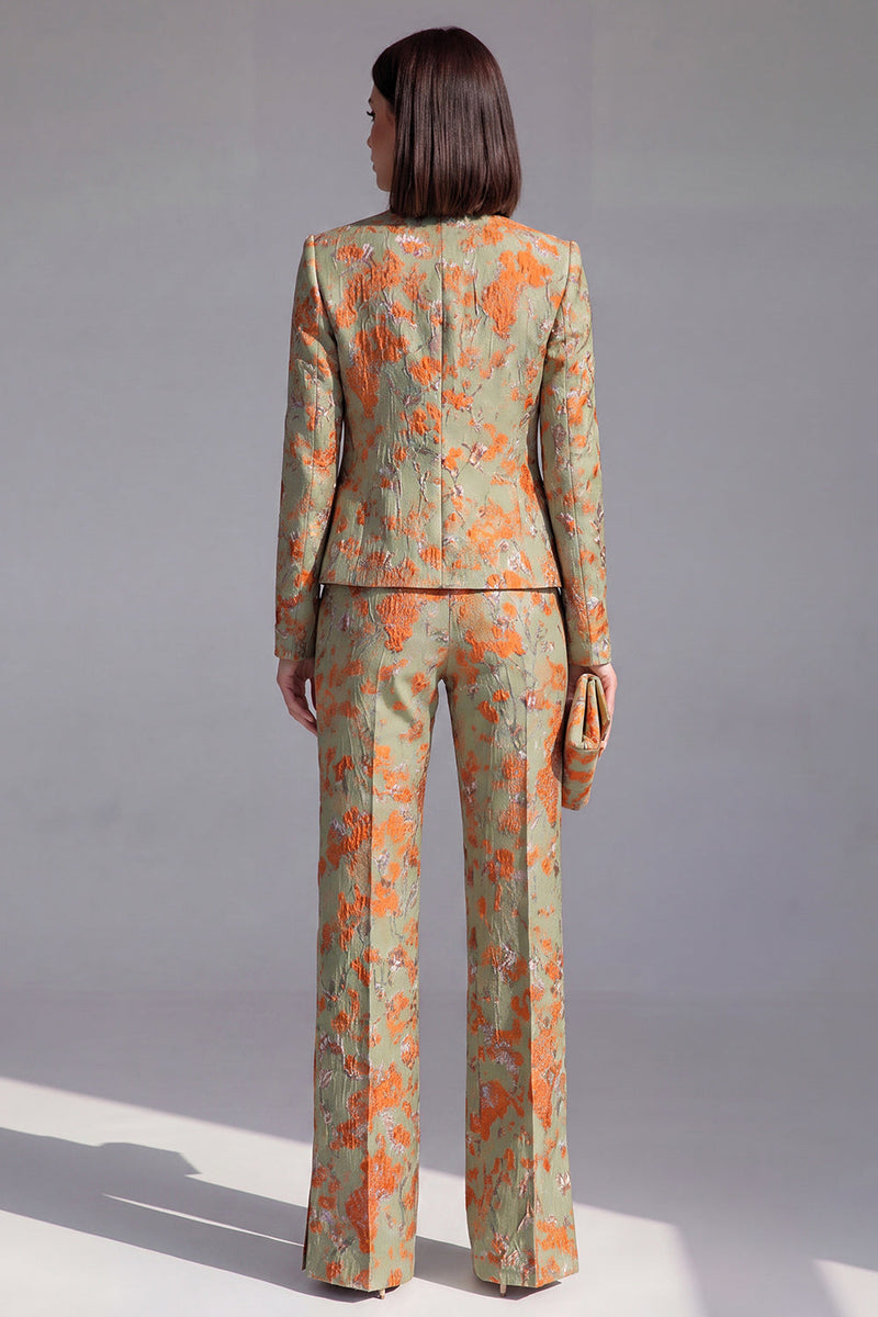 Load image into Gallery viewer, 2 Piece Floral Dusty Green Slim Fit Prom Suits