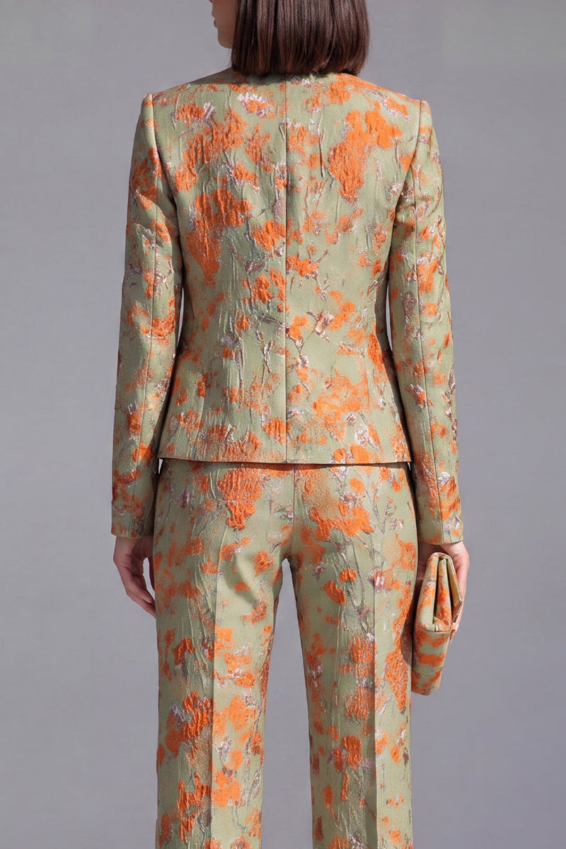 Load image into Gallery viewer, 2 Piece Floral Dusty Green Slim Fit Prom Suits