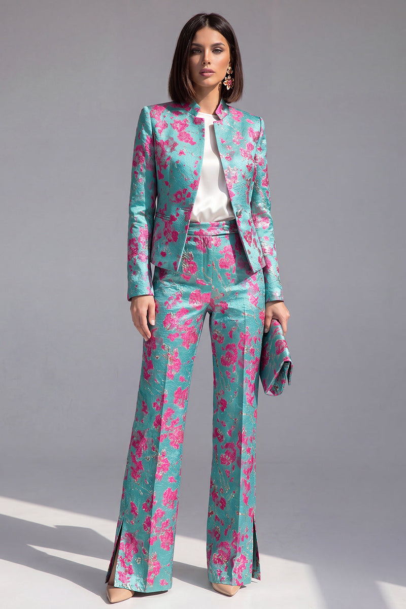 Load image into Gallery viewer, 2 Piece Floral Dusty Green Slim Fit Prom Suits