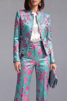 Load image into Gallery viewer, 2 Piece Floral Dusty Green Slim Fit Prom Suits