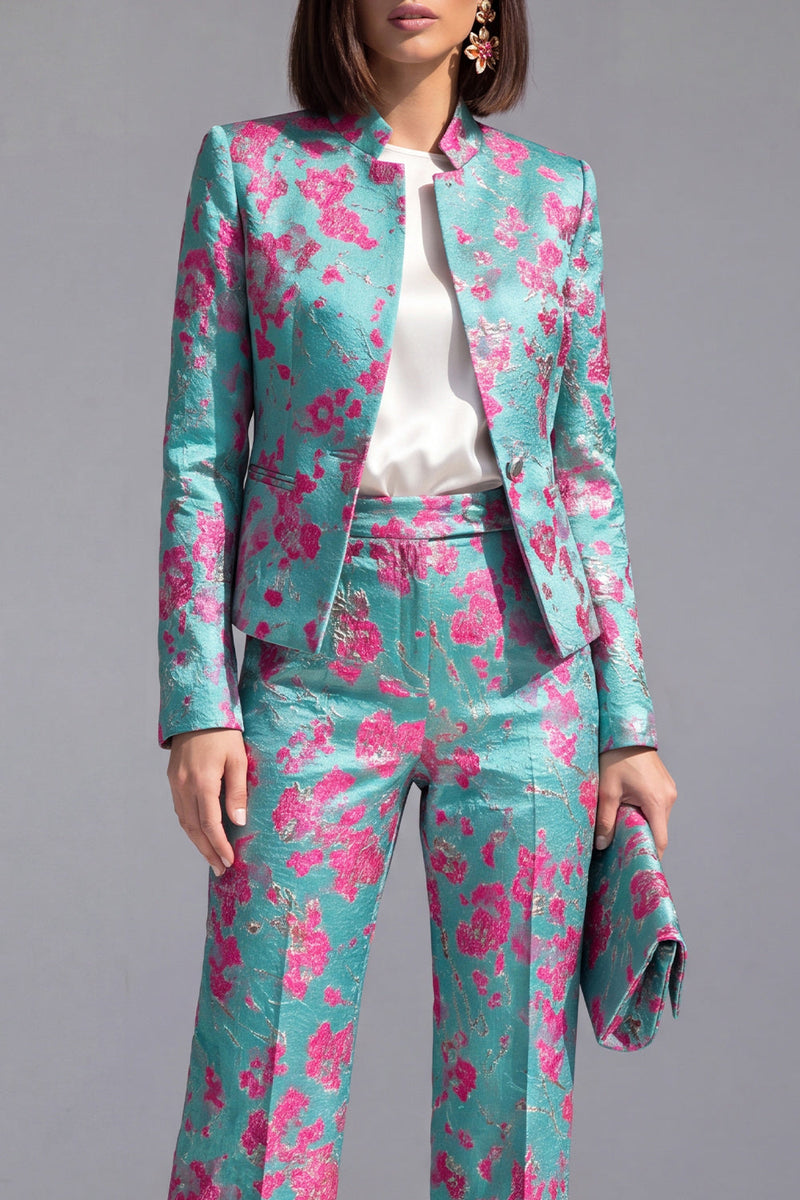 Load image into Gallery viewer, 2 Piece Floral Dusty Green Slim Fit Prom Suits