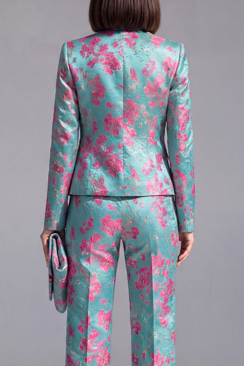 Load image into Gallery viewer, 2 Piece Floral Dusty Green Slim Fit Prom Suits