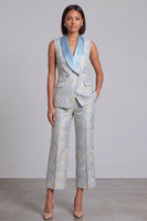 Load image into Gallery viewer, Floral 2 Piece Pink Shawl Lapel Double Breasted Prom Suits with Pockets