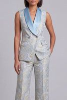 Load image into Gallery viewer, Floral 2 Piece Pink Shawl Lapel Double Breasted Prom Suits with Pockets