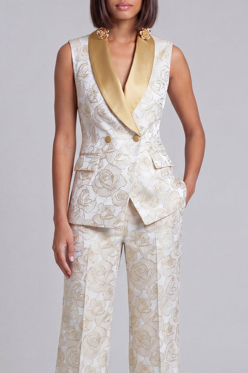 Load image into Gallery viewer, Floral 2 Piece Pink Shawl Lapel Double Breasted Prom Suits with Pockets