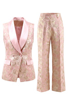 Load image into Gallery viewer, Floral 2 Piece Pink Shawl Lapel Double Breasted Prom Suits with Pockets