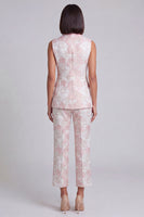 Load image into Gallery viewer, Floral 2 Piece Pink Shawl Lapel Double Breasted Prom Suits with Pockets