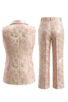 Load image into Gallery viewer, Floral 2 Piece Pink Shawl Lapel Double Breasted Prom Suits with Pockets
