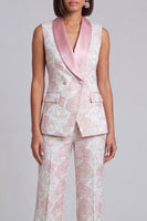 Load image into Gallery viewer, Floral 2 Piece Pink Shawl Lapel Double Breasted Prom Suits with Pockets