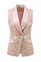 Load image into Gallery viewer, Floral 2 Piece Pink Shawl Lapel Double Breasted Prom Suits with Pockets