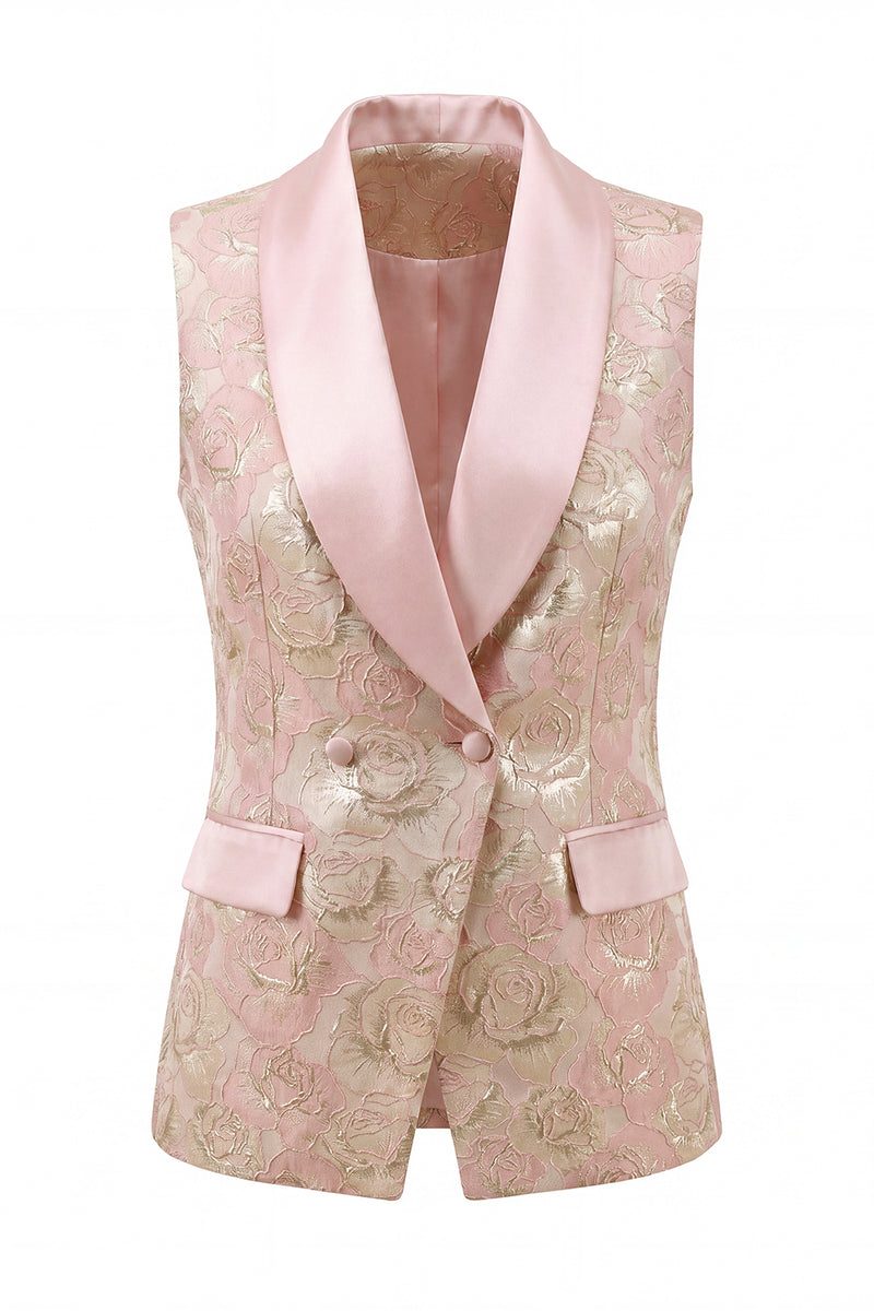 Load image into Gallery viewer, Floral 2 Piece Pink Shawl Lapel Double Breasted Prom Suits with Pockets
