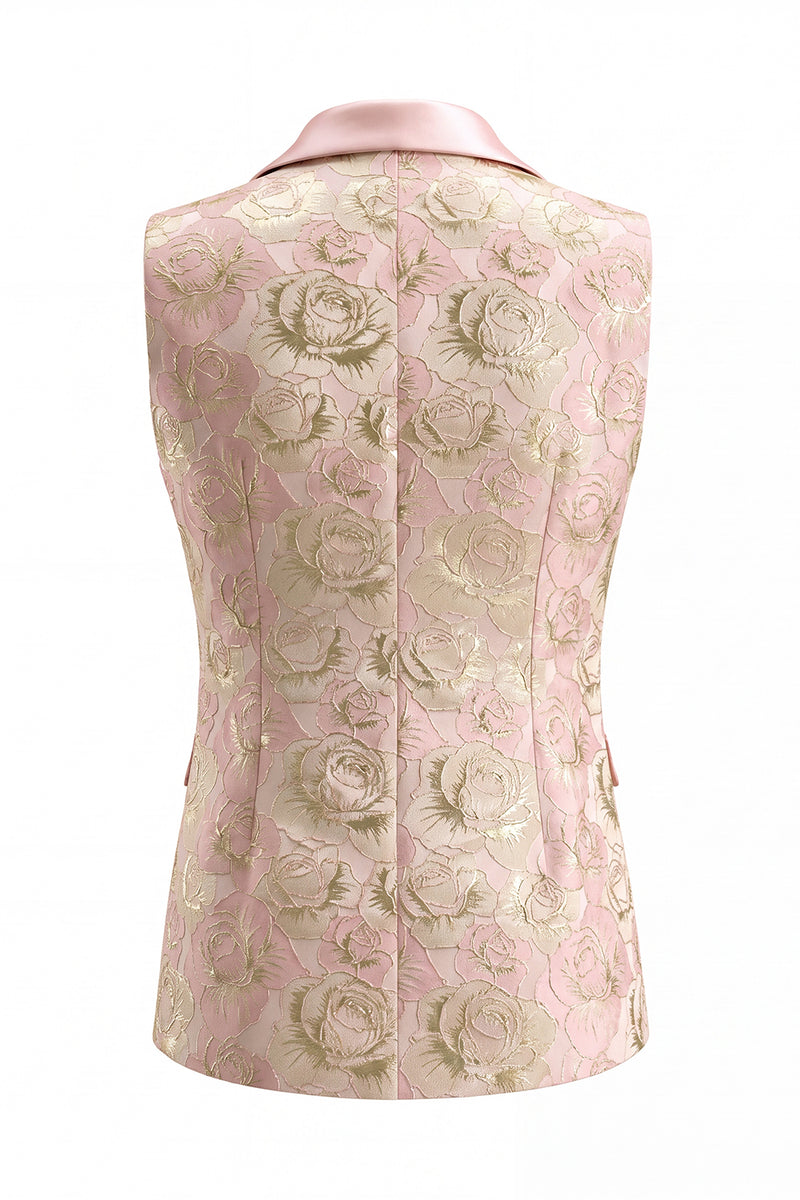 Load image into Gallery viewer, Floral 2 Piece Pink Shawl Lapel Double Breasted Prom Suits with Pockets