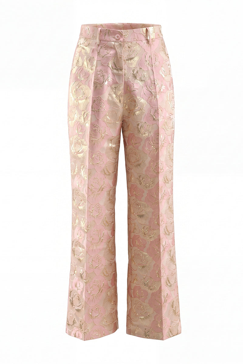 Load image into Gallery viewer, Floral 2 Piece Pink Shawl Lapel Double Breasted Prom Suits with Pockets