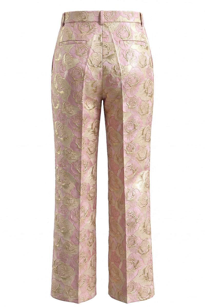 Load image into Gallery viewer, Floral 2 Piece Pink Shawl Lapel Double Breasted Prom Suits with Pockets