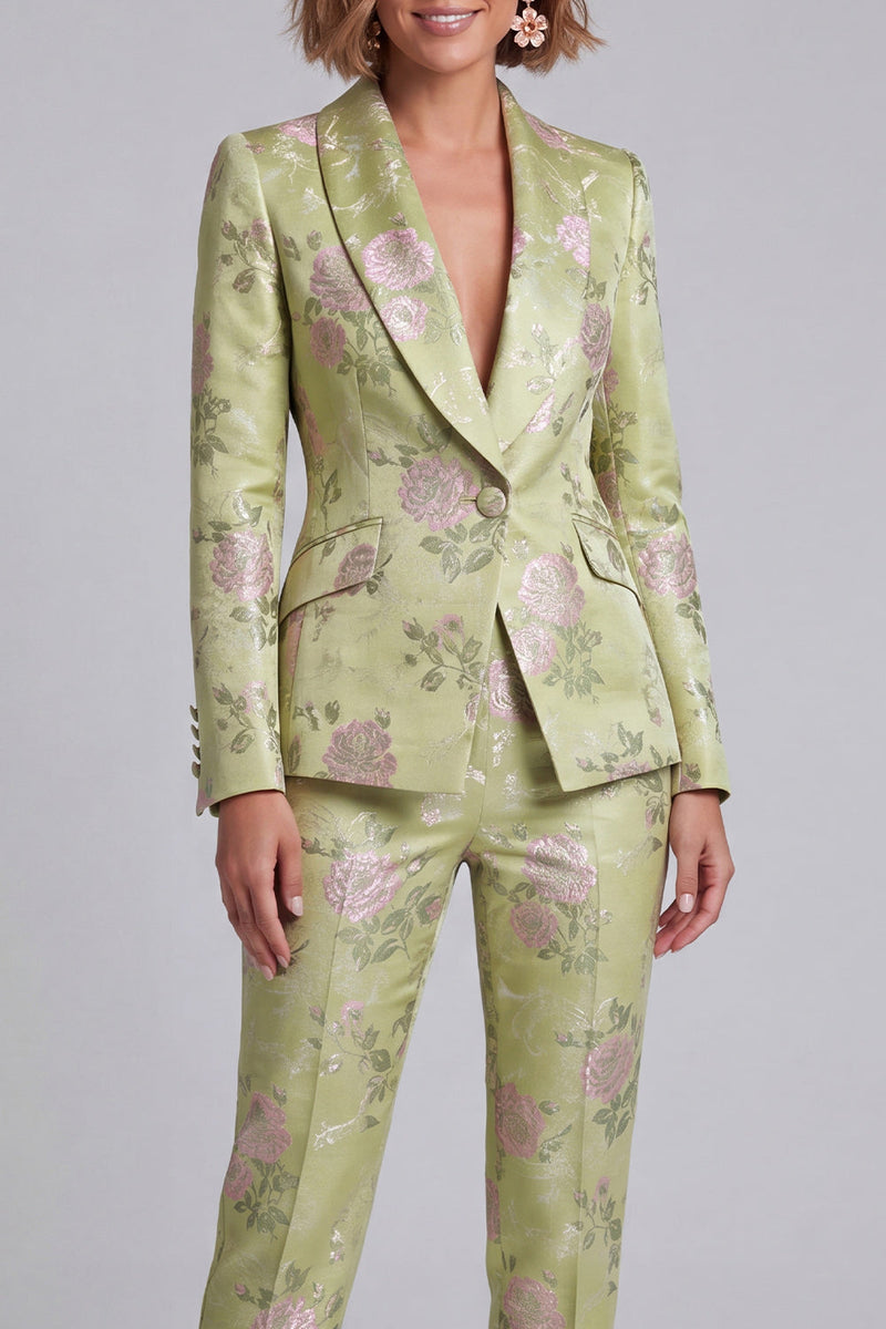 Load image into Gallery viewer, Sage Green Shawl Lapel Single Breasted 2 Piece Wide Leg Prom Suits