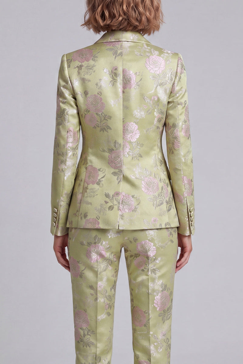 Load image into Gallery viewer, Sage Green Shawl Lapel Single Breasted 2 Piece Wide Leg Prom Suits