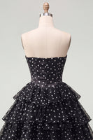 Load image into Gallery viewer, White Polka Dots A Line Corset Strapless Short Birthday Party Dress with Ruffles