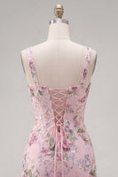 Load image into Gallery viewer, Sparkly Pink Floral Beaded Tight Short Birthday Party Dress with Ruffles