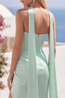 Load image into Gallery viewer, Mint Corset Short Strapless Tight Ruched Birthday Party Dress with Slit