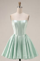 Load image into Gallery viewer, Mint Strapless Corset Short A Line Birthday Party Dress