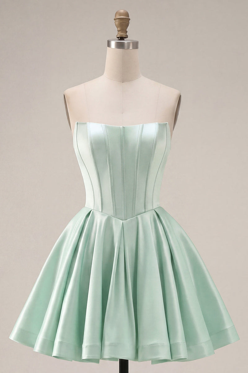 Load image into Gallery viewer, Mint Strapless Corset Short A Line Birthday Party Dress
