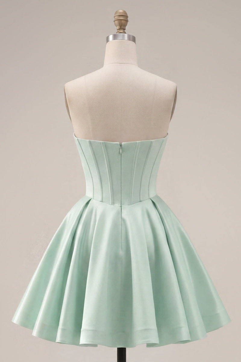 Load image into Gallery viewer, Mint Strapless Corset Short A Line Birthday Party Dress
