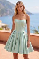 Load image into Gallery viewer, Mint Strapless Corset Short A Line Birthday Party Dress
