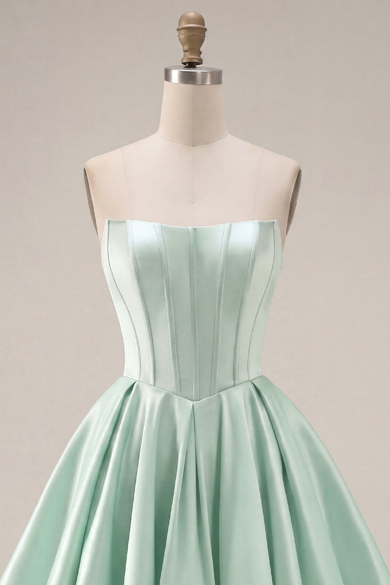 Load image into Gallery viewer, Mint Strapless Corset Short A Line Birthday Party Dress