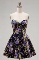 Load image into Gallery viewer, Sparkly Pink Floral Beaded Strapless A Line Short Birthday Party Dress