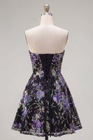 Load image into Gallery viewer, Sparkly Pink Floral Beaded Strapless A Line Short Birthday Party Dress