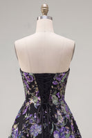 Load image into Gallery viewer, Sparkly Pink Floral Beaded Strapless A Line Short Birthday Party Dress