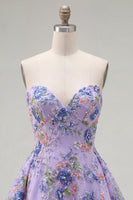 Load image into Gallery viewer, Sparkly Pink Floral Beaded Strapless A Line Short Birthday Party Dress