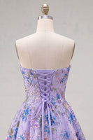 Load image into Gallery viewer, Sparkly Pink Floral Beaded Strapless A Line Short Birthday Party Dress