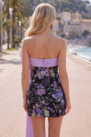Load image into Gallery viewer, Sparkly Black Strapless Floral Tight Short Sequin Birthday Party Dress with Bow