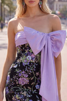 Load image into Gallery viewer, Sparkly Black Strapless Floral Tight Short Sequin Birthday Party Dress with Bow