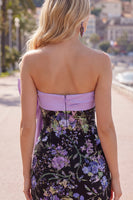 Load image into Gallery viewer, Sparkly Black Strapless Floral Tight Short Sequin Birthday Party Dress with Bow