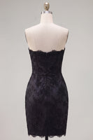 Load image into Gallery viewer, Black Pink Floral Strapless Tight Short Corset Beaded Birthday Party Dress with Bow