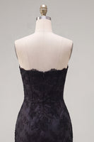 Load image into Gallery viewer, Black Pink Floral Strapless Tight Short Corset Beaded Birthday Party Dress with Bow