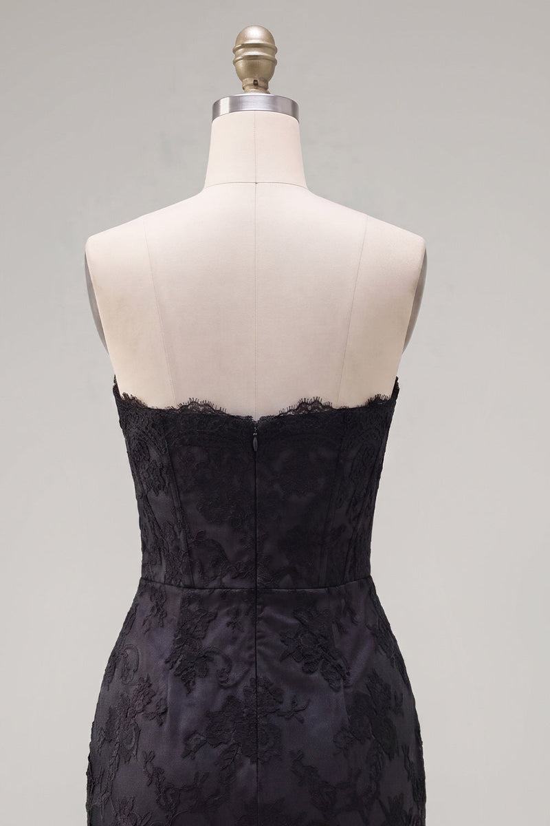 Load image into Gallery viewer, Black Pink Floral Strapless Tight Short Corset Beaded Birthday Party Dress with Bow
