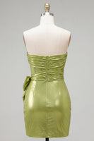 Load image into Gallery viewer, Green Corset Short Tight Strapless Ruched Birthday Party Dress with 3D Flowers