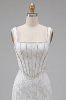 Load image into Gallery viewer, White Floral Corset Tight Square Neck Cut Out Short Birthday Party Dress